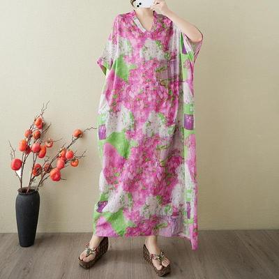 Krátky rukáv Plus size Bavlna vintage kvetinové novinky šaty pre ženy ležérne voľné Maxi dlhé letné šaty