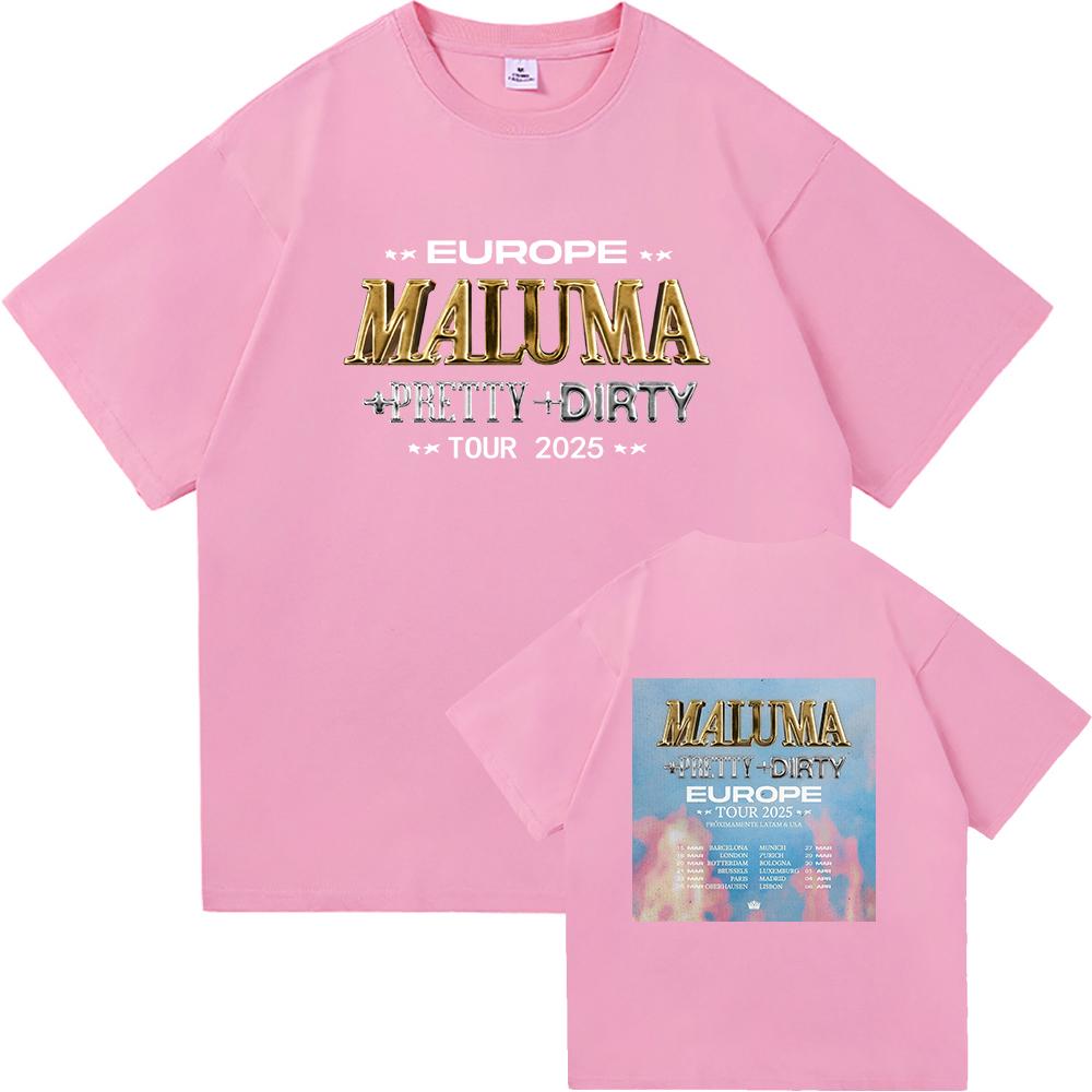 Maluma +pretty+dirty Europet Tour 2025 TShirt Men/women Clothing Retro Harajuku High Quality Tops Cotton TShirts for Fans Gifts