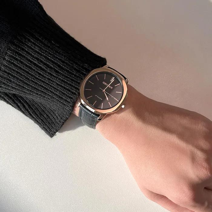 Classic Black Rose Leather Watch GE1263RGBK