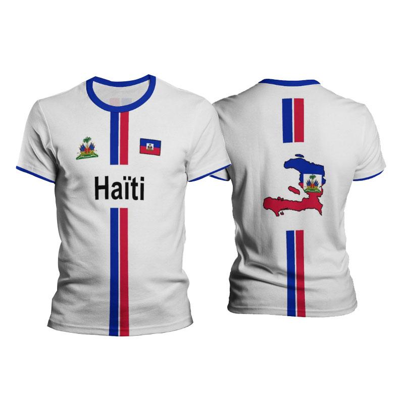Magliette da Calcio Haiti Maglietta Sportiva Bandiera Haitiana Top da Strada Unisex Magliette Grafiche Casual Top