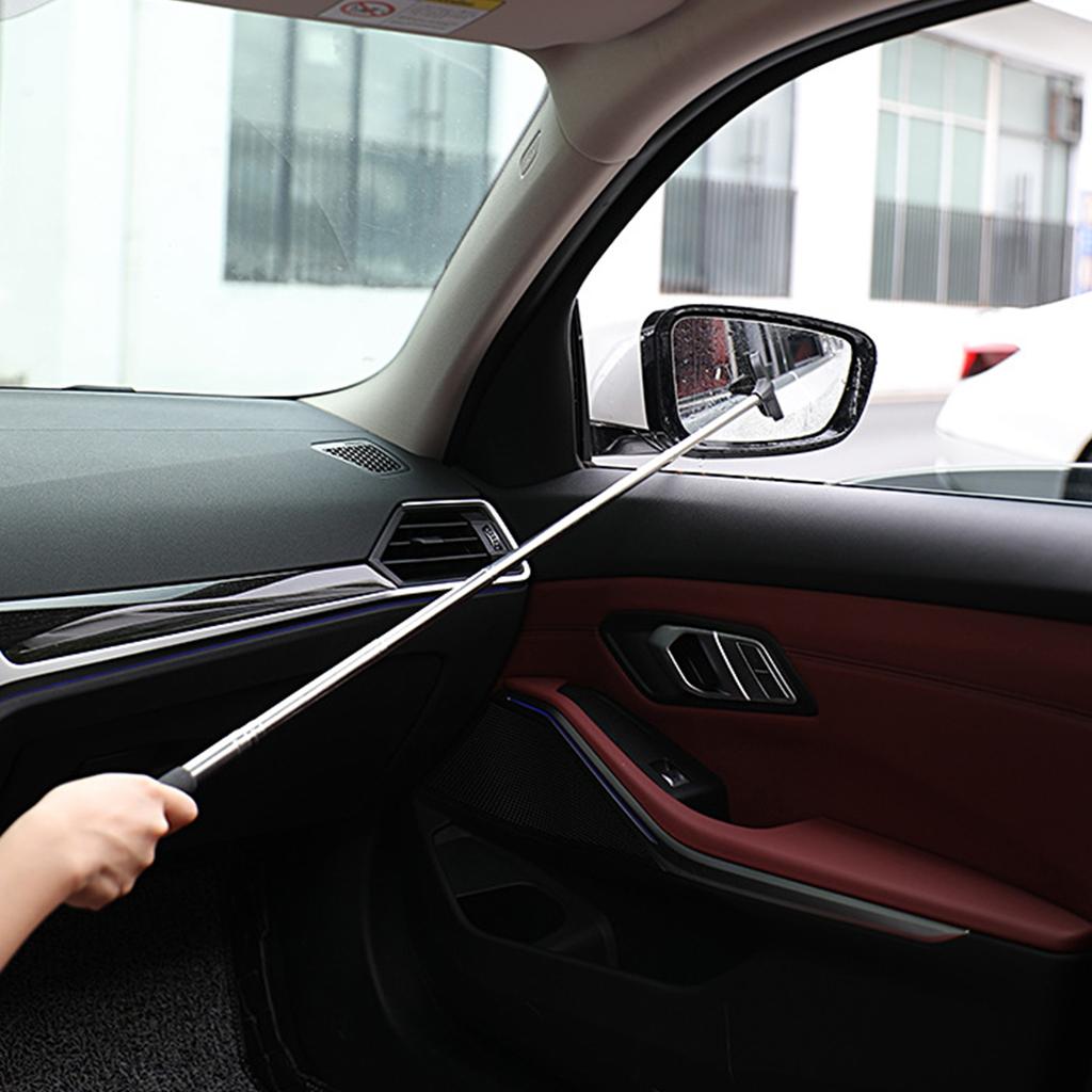 Car Side Mirror Squeegee Telescopic Auto Mirror Squeegee Cleaner for Rainy Foggy Weather Pink & Black