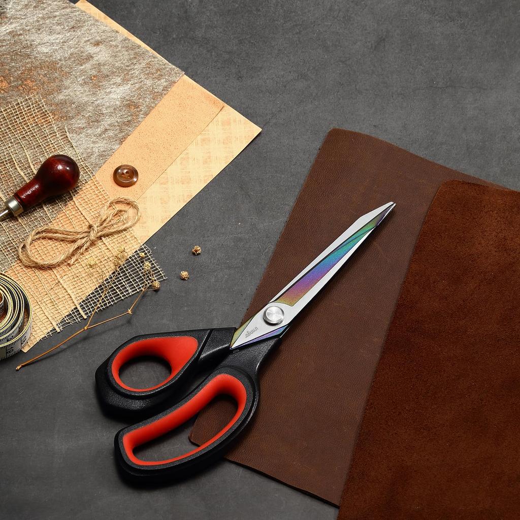 LIVINGO Professionelle Schere mit scharfen Titan-Klingen zum Schneiden und verschiedene Premium-Edelstahlkonstruktion mit Gummi 254mm Linkshänder