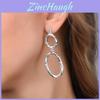 Geometric Double Hoop Earrings With Silver Ear Pins For Women Fashion Accessory