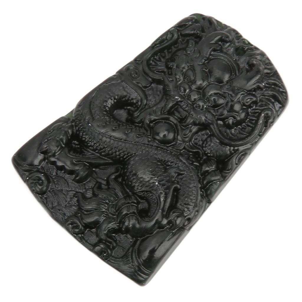Jade Pendant HandMade Dark Jade Fashion Exquisite Dragon Necklace for Gift Collection Display