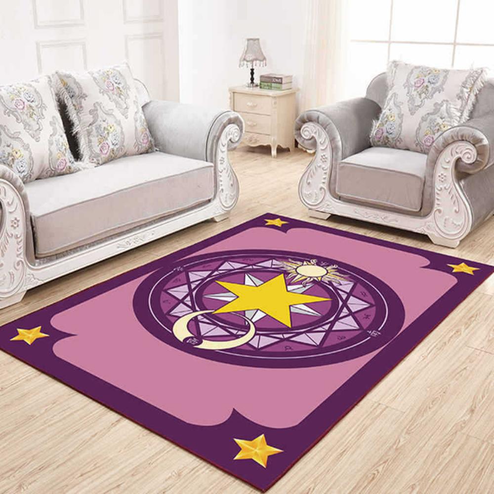 Cartoon Magic Card Carpet Rug for Living Room and Bedroom Decor Girl's Room Bedside Area   Soft Floor Mat Coffee Table Rug