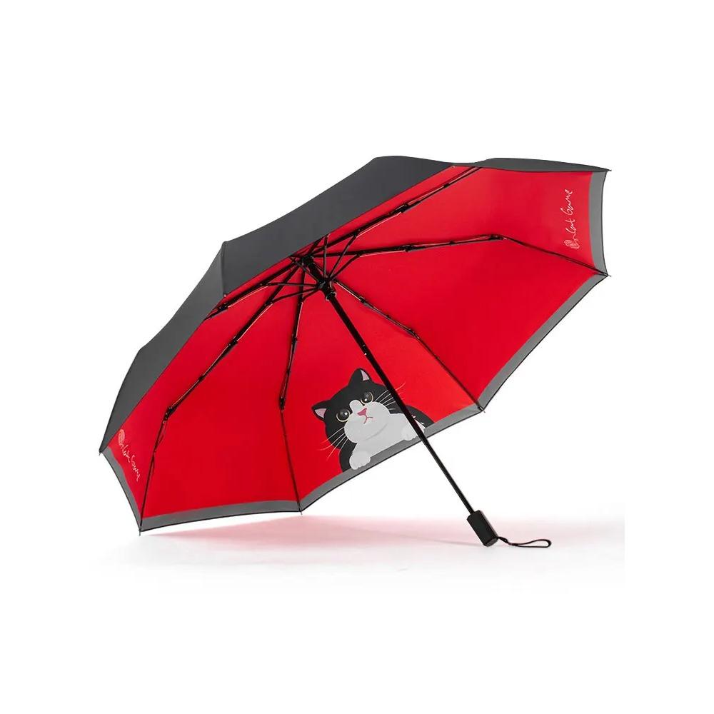

Складной зонт с милым котом 8 костей, повседневный милый креативный виниловый солнцезащитный зонт от дождя, легкий портативный женский зонтик