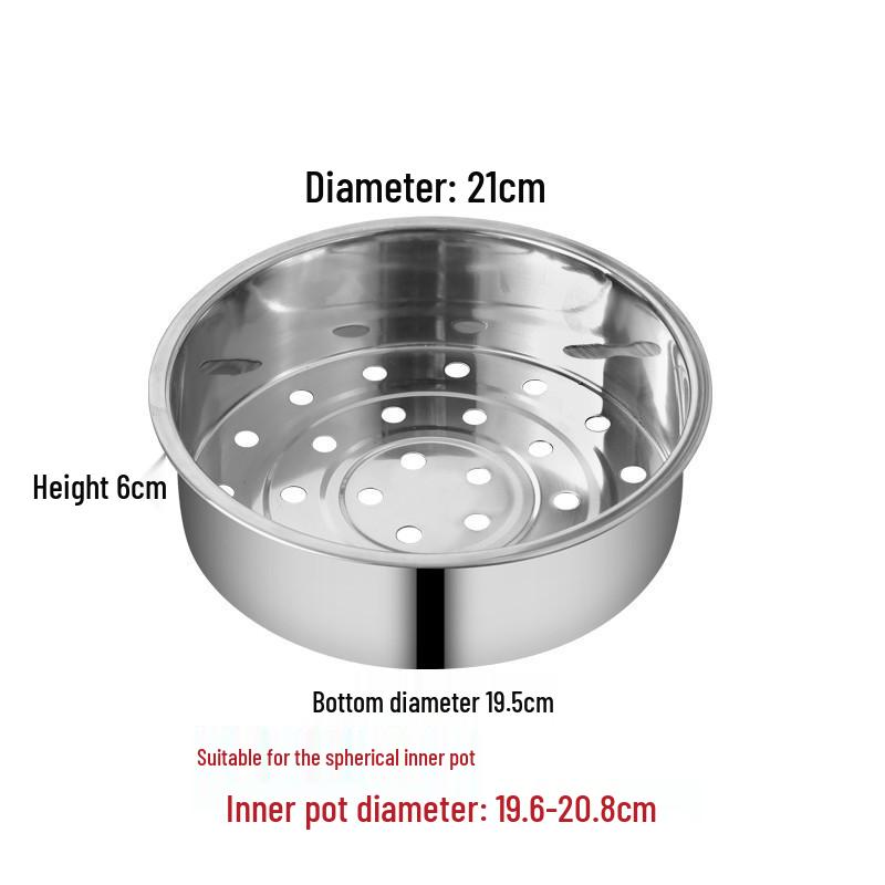 Universal 304 Stainless Steel Steamer Basket with Small and Large Holes, Non-Magnetic, Thickened for Household Rice Cookers.