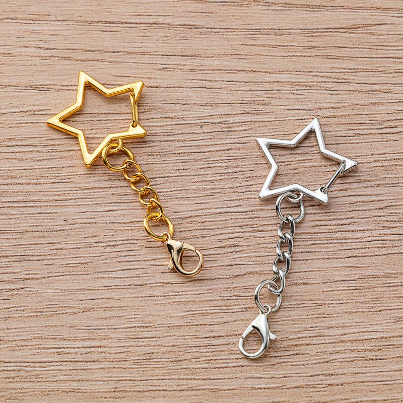 10 Pcs Star-Shaped Spring Snap Keychain Clip: With Chain Hanging Buckle, Open Jump Ring & Metal Swivel Clasp. For Jewelry Making