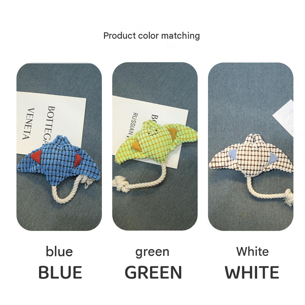 Jouet pour chien en peluche raie, couineur, résistant à la mastication, nettoyage des dents, série Océan, jouets pour animaux de compagnie, soulagement interactif de l'ennui pour chiens de taille moyenne à grande