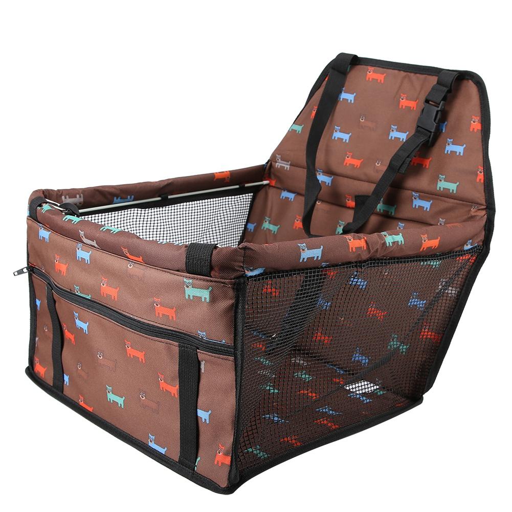 Oxford Cloth Pet Dog Cat Car Front Seat Non slip Mat Basket Pet Safety Carrier (Coffee)