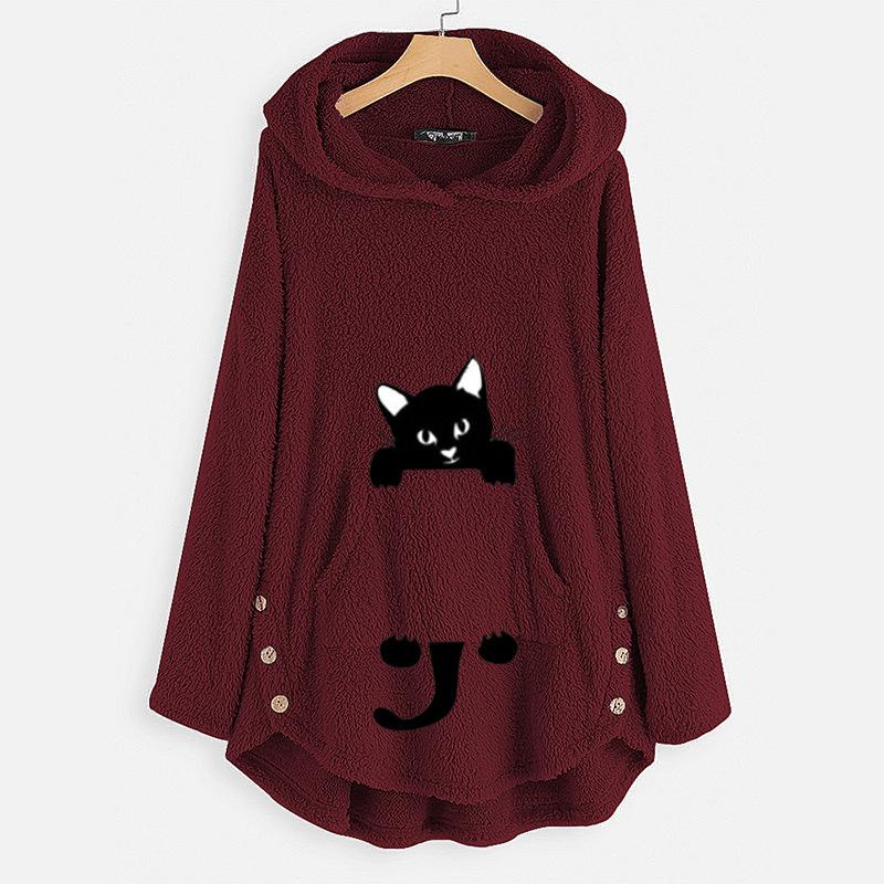 Autumn and Winter Women's Hooded Long-sleeved Double-faced Fleece Coat