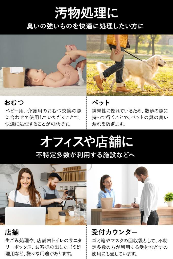 Fluto Strong Bags with Disposable Sanitary Box 30 Bags X 2 Odor-Proof Zipper, Bags, Medium, Natural,