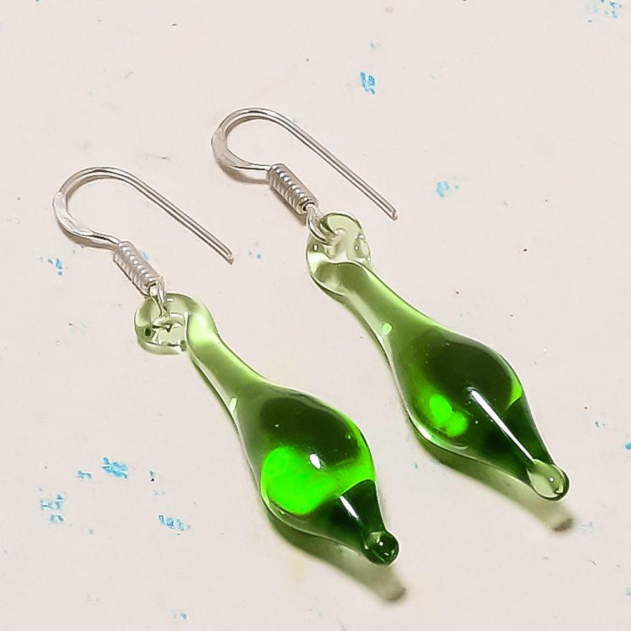 Natural Peridot Gemstone Handmade 925 Sterling Silver Jewelry Earring 2.05 AE-12827