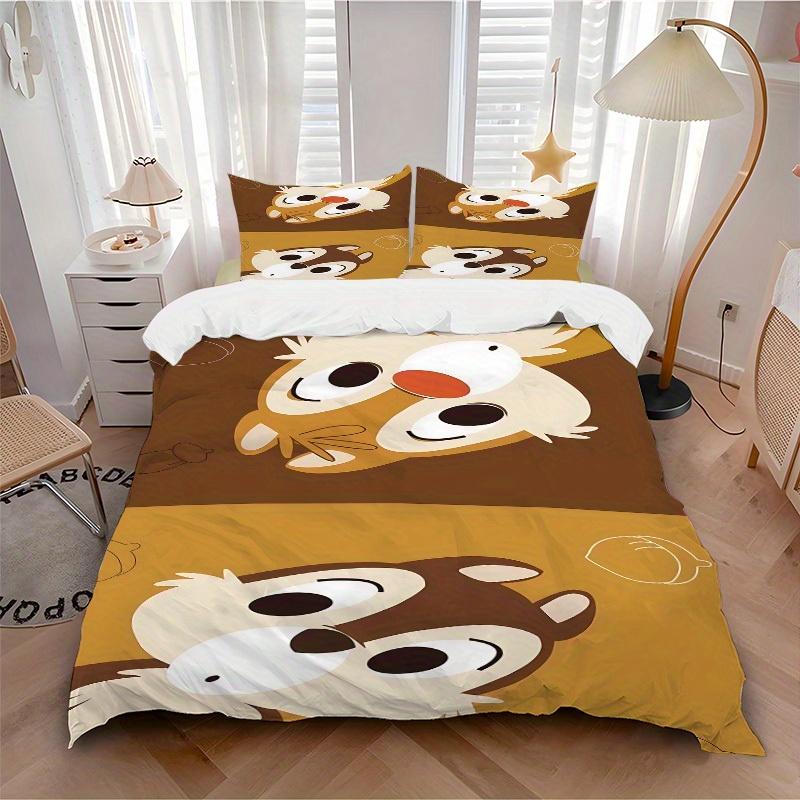 

3pcs set Chip & Dale1pc of quilt cover+2pcs of pillowcase, no core, print bedding, All Seasons Bedroom Setting113 135x200cm