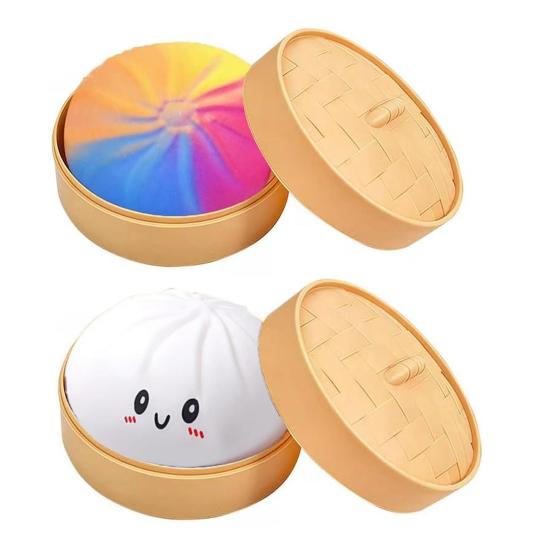 2Pcs Simulation Steamed Bun Toy Small Dumpling Squeeze Stress Relief Sensory Fidget Toy Slow Rising Stress