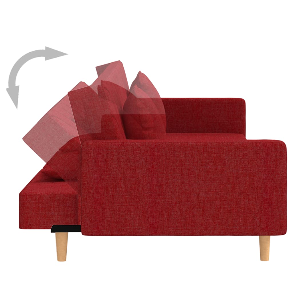 2 Seater Sofa Bed with 2 Cushions Burgundy Fabric