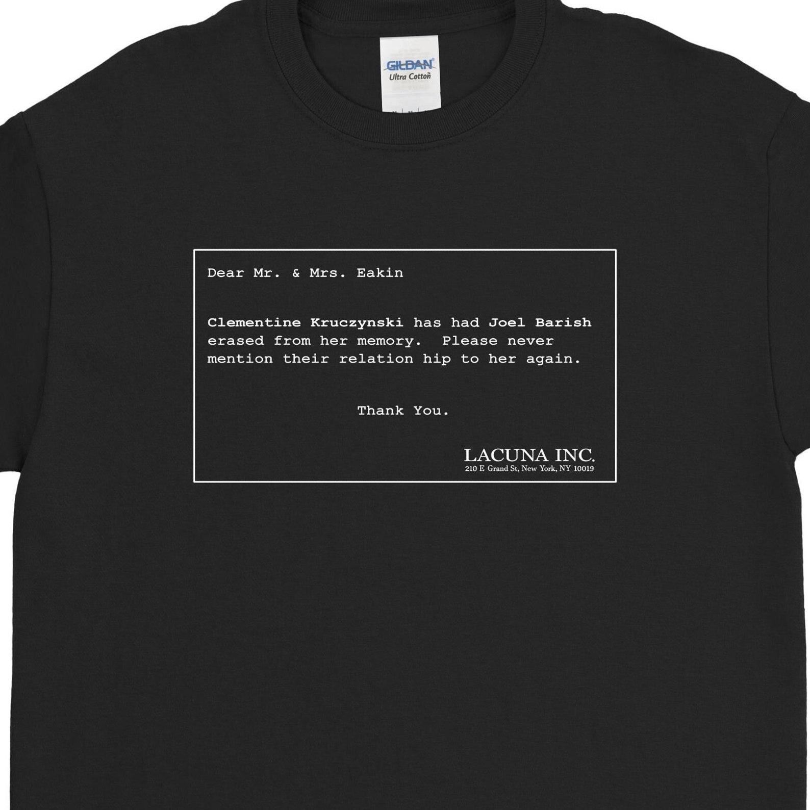 Eternal Sunshine Of The Spotless Mind T Shirt Lacuna Inc Unisex Tee Cult Movie Jim Carrey Kate Winslet TShirt Charlie Kaufman FREE DELIVERY L