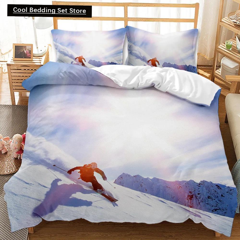 Comforter Skiing Snow Mountain Comforter Extreme Sports Game Polyester Snowboard Double Queen King Size