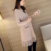 Women's Spring and Autumn Cardigan Loose Mid Length Tassel Knit Sweater Women's Cardigan Sweater Jacket