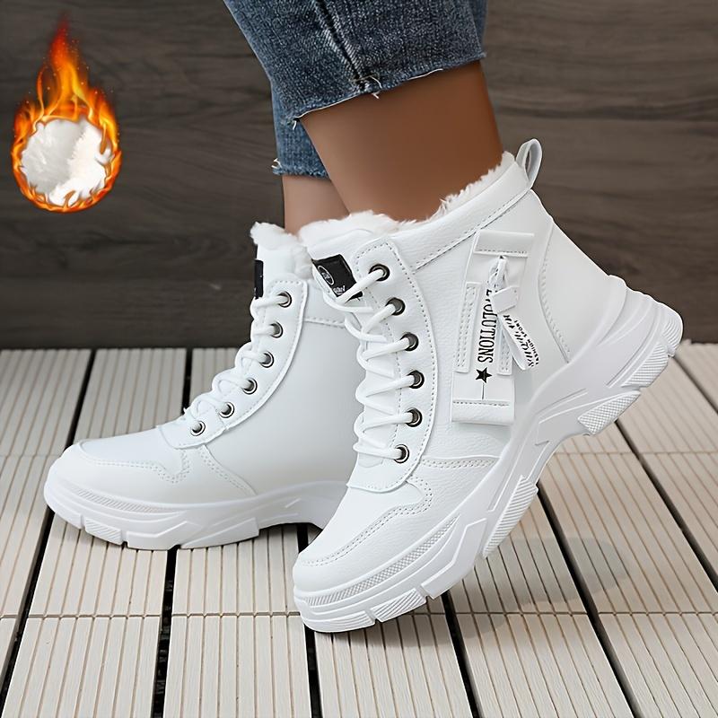 Botas de nieve de invierno para mujer cálidas y cómodas con cremallera lateral y forro polar, zapatos impermeables