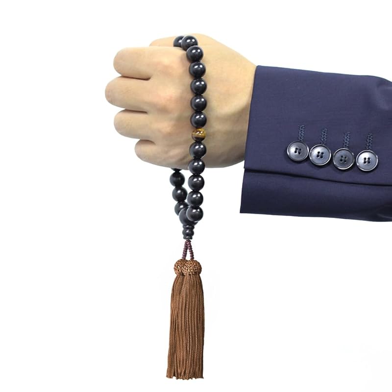 Izen Nenjuya prayer beads for men funeral striped ebony Comes with beads bag tiger eye stone mourning badge black tie formal attire formal 5 piece set