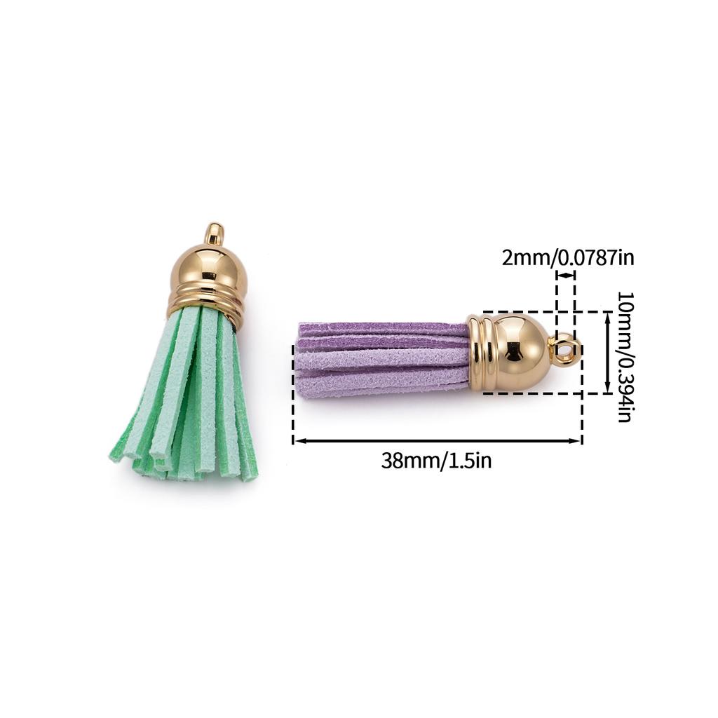20pcs/lot 38mm Tassel Vintage Leather Tassels Fringe Pendant For DIY Keychain Jewelry Making Supplies Charms Accessories