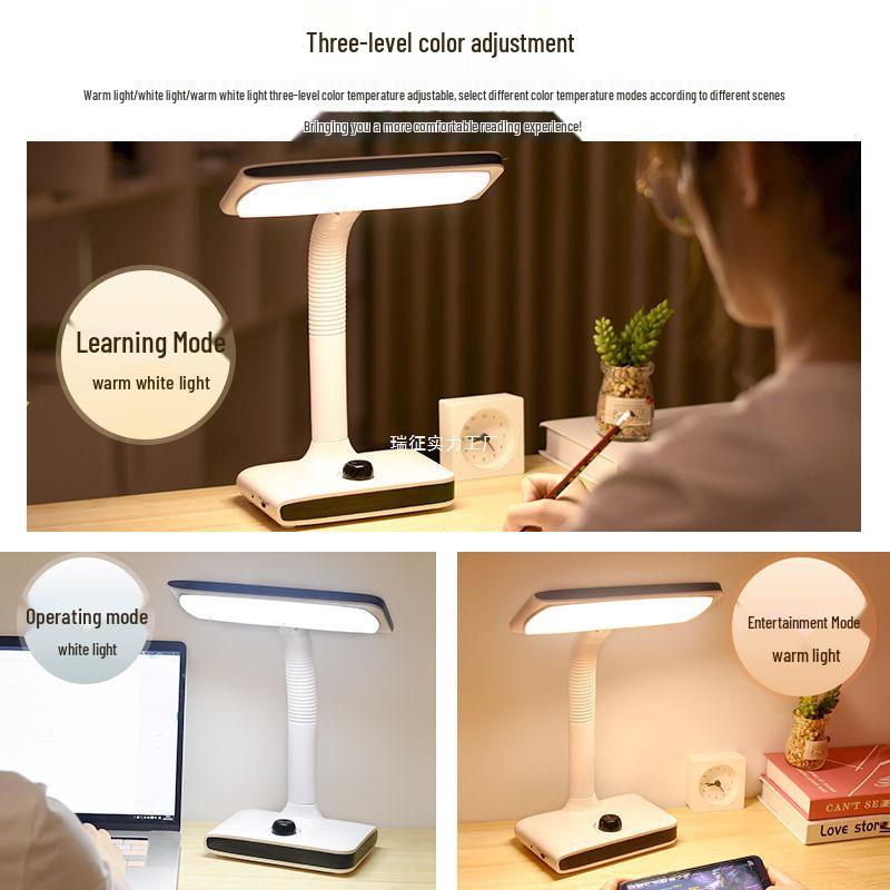Premium Flicker-Free LED Rechargeable Eye-Protection Desk Lamp for Students and Dorms