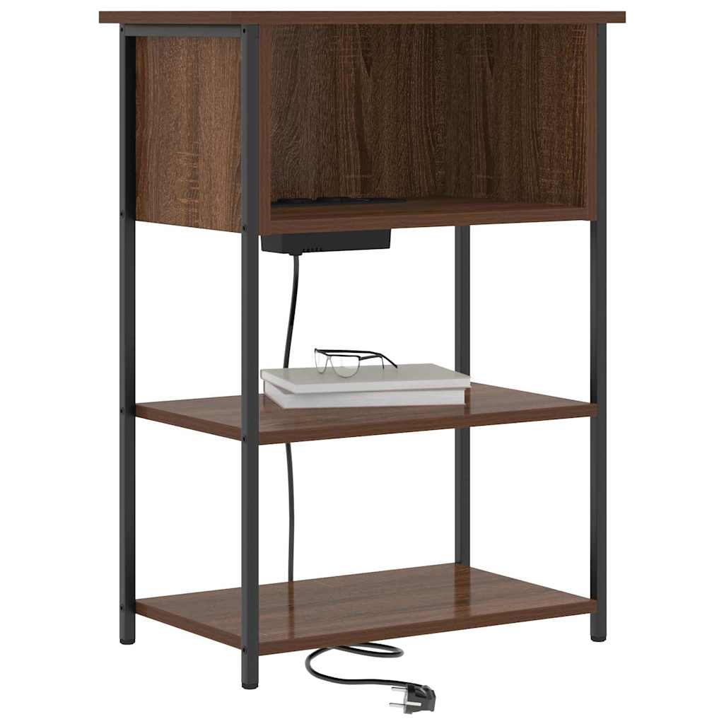 Nightstand Brown Oak Look 55 X 31 X 76 Cm Engineered Wood