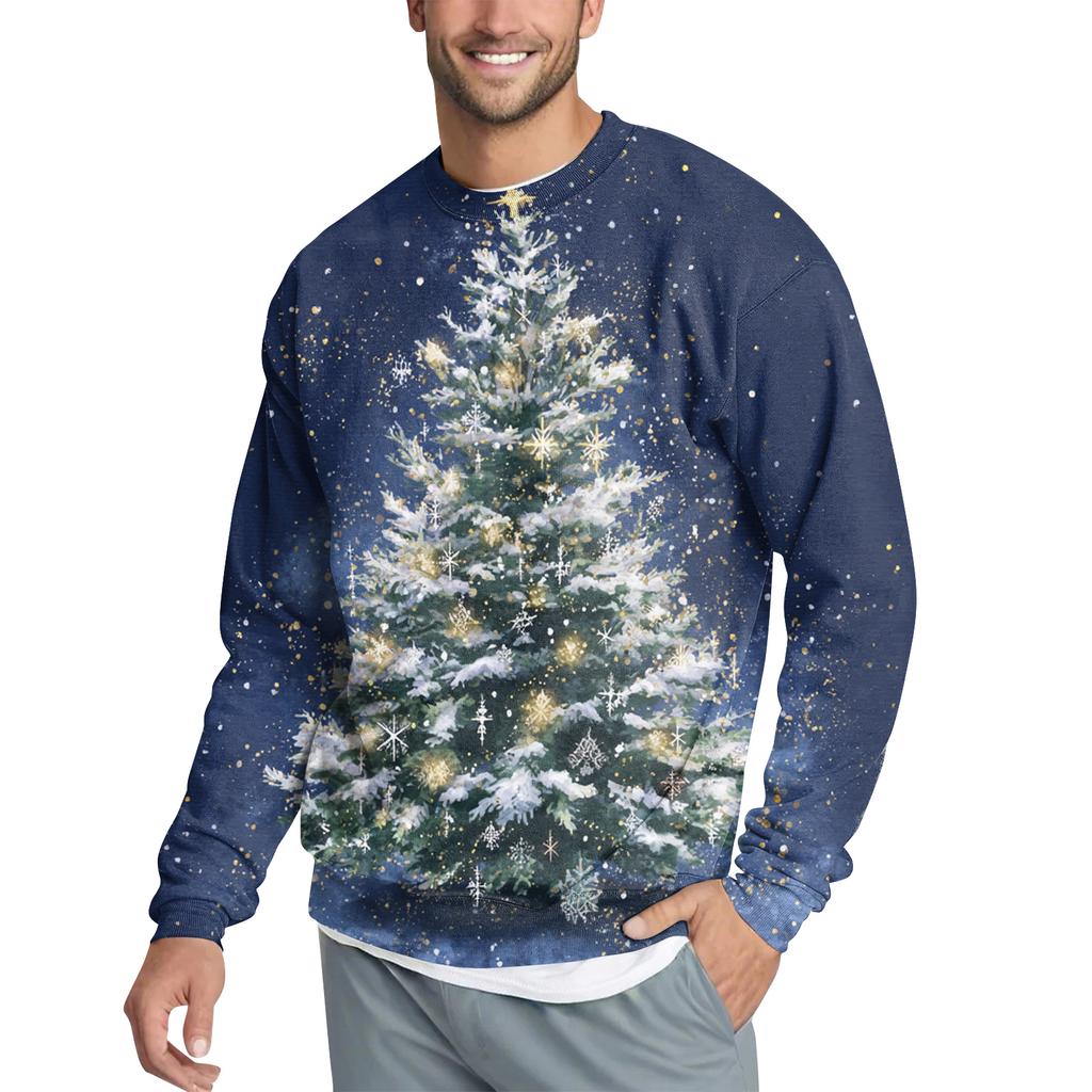Men's Casual Fashion Printed Round Neck Pullover Sweatshirt