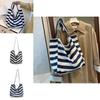 Stylish Colorful Striped Canvas Tote Bag For Women Large Size For Daily Use