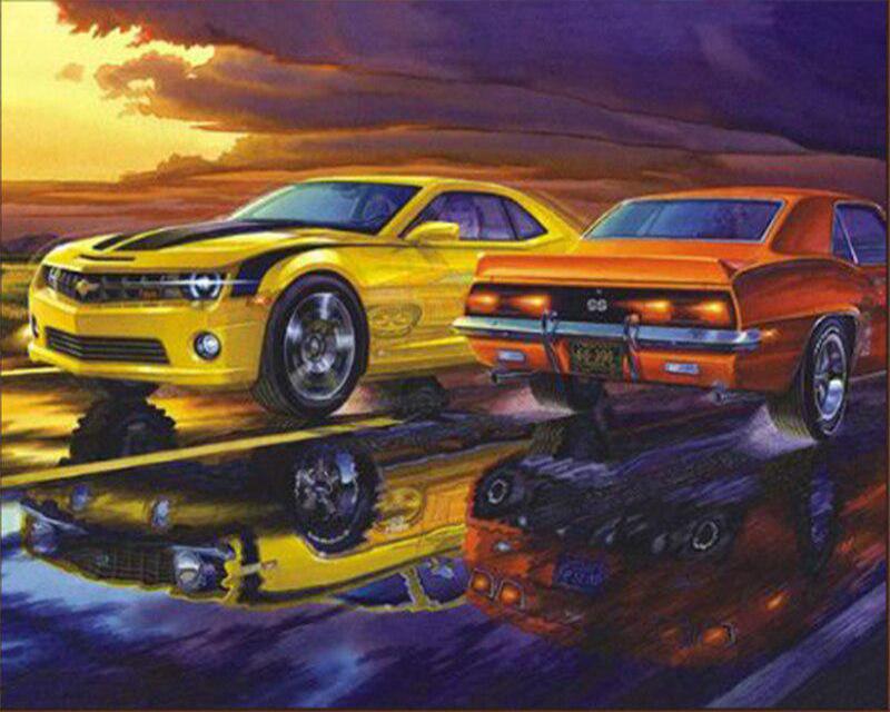 Diamond Painting Full Round Square Sunset City Street Landscape Car 5D Diamond Embroidery Full Set Rhinestones Diamond Mosaic Wall Art