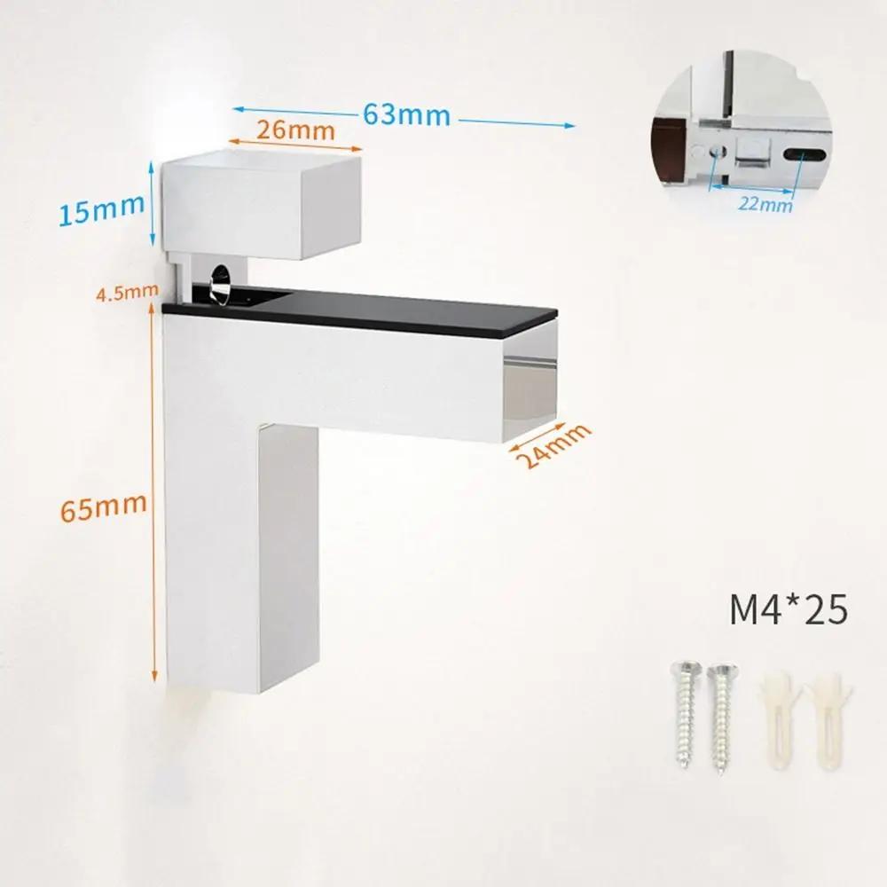 

Wall Mount Glass Shelf Holder Adjustable Frameless Zinc Alloy Brackets Wardrobe Cupboard Door Clamp Furniture Accessories
