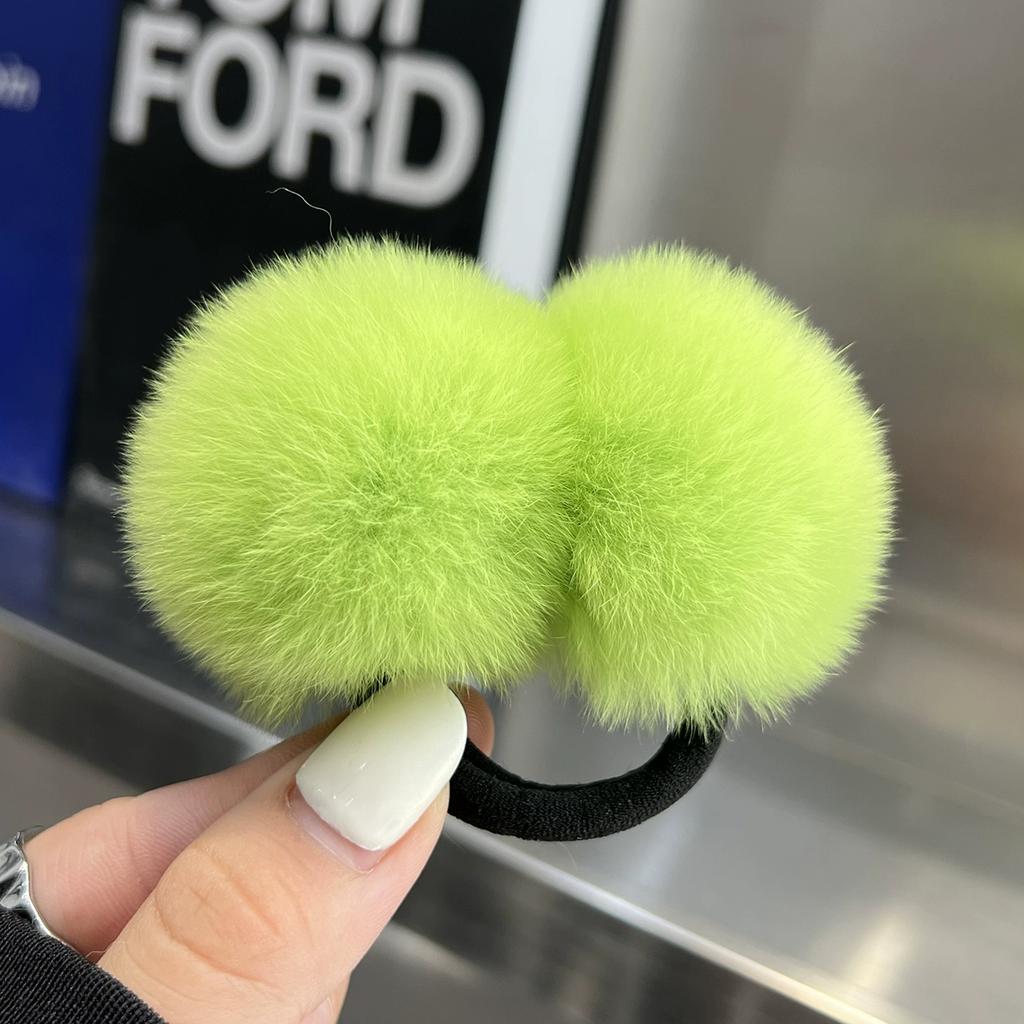 Hairball Hair Band~ Real Rex Rabbit Hairball Ball Head Rope Cute, Simple and Versatile Hair Rope High Elastic Tie Head Rubber Band Female