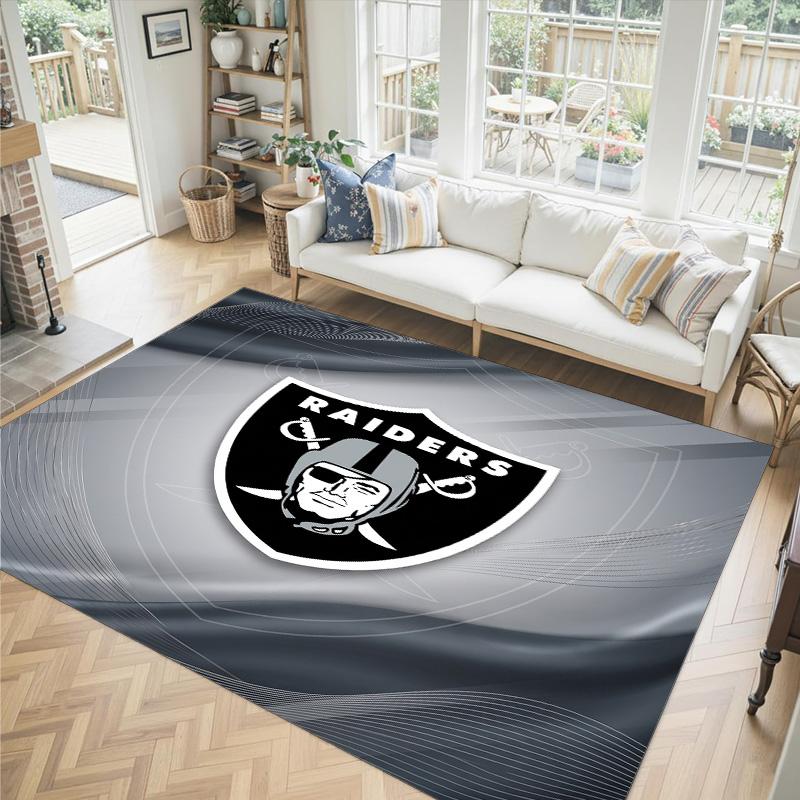 Las Vegas Raiders Design Crystal Velvet Carpet Cozy Non?Slip Printed Rug For Bedroom Living Room Entrance