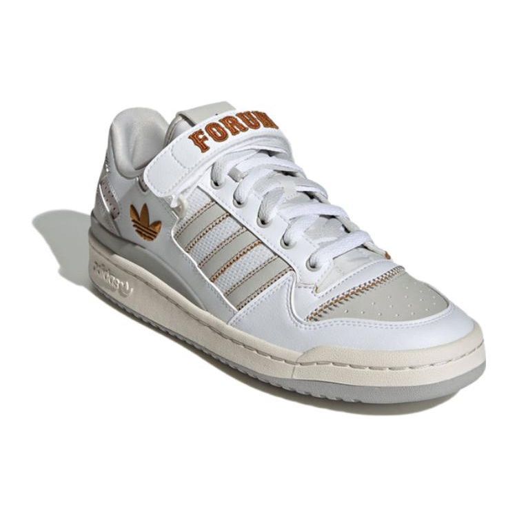 Adidas Forum Low White Grey Embroidered Unisex Sneakers Cloud-White Grey-One Mesa IE0477
