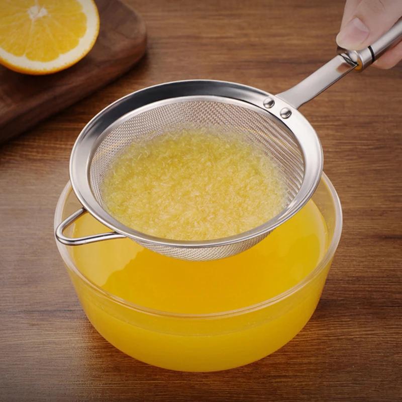 304 Stainless Steel Strainer Colander Ultra-Fine Bean Berry Juice Flour Filter Sieve Frying Oil Filter Spoon Kitchen Utensils