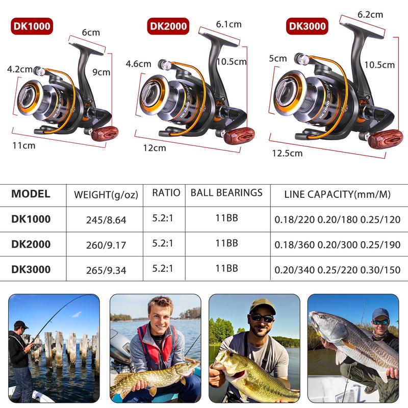 SOUGAYILANG Spinning Reel 11ball Bearing Aluminum Alloy Spool Large Line Capacity Metal Fishing Reel
