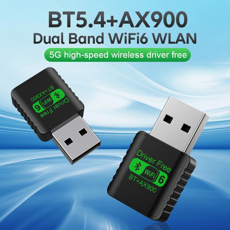 AX900 USB WiFi 6 Bluetooth 5.4 Adapter 2in1 Dongle Dual Band 2.4G&5GHz Network Wireless Receiver DRIVER FREE For Windows 10/11