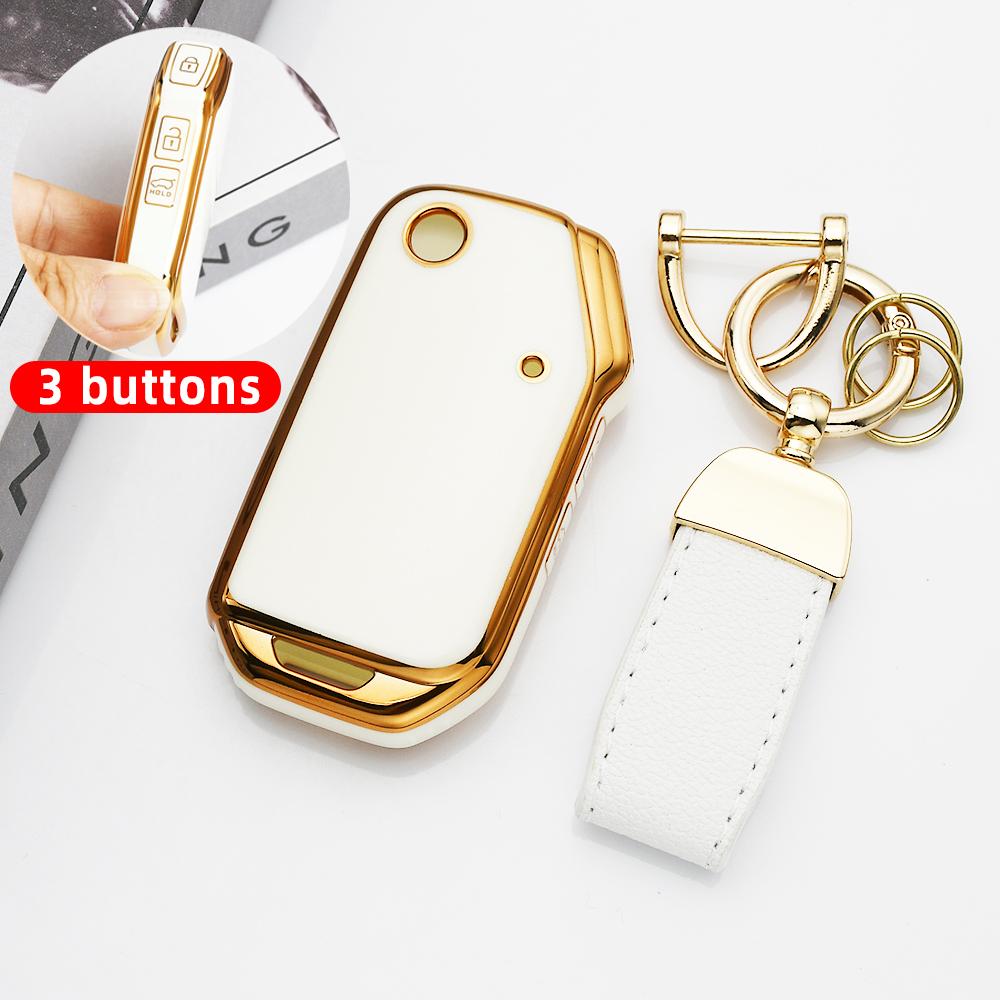 Gold Edge Tpu Car Key Case Cover Auto Shell Fob For Kia Sportage  Sorento Ceed  Cd Forte Cerato  K3 Gt Seltos