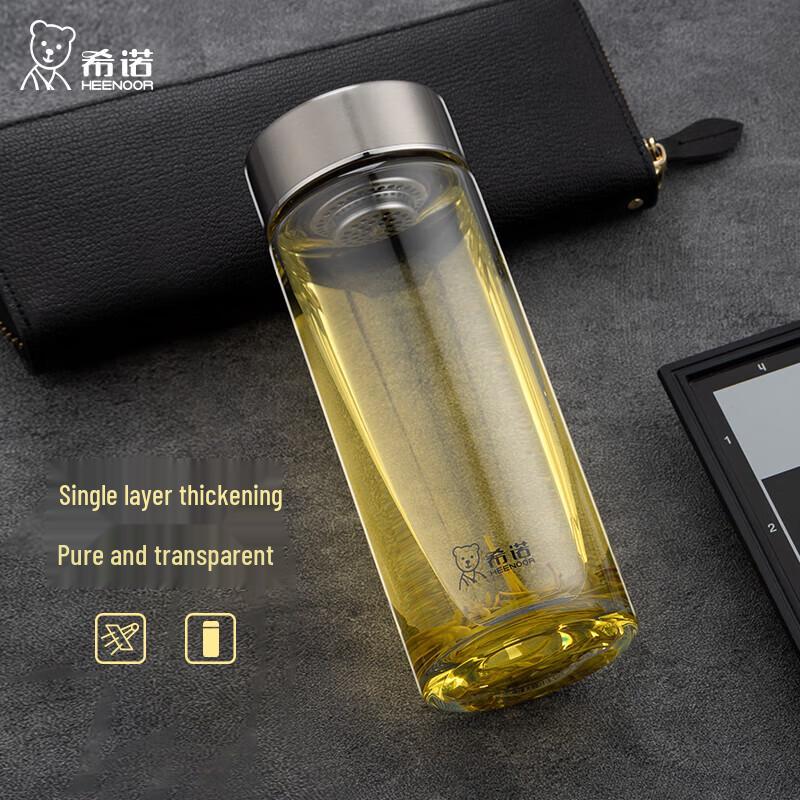 Xinuo 410ml Portable Glass Water & Tea Cup with Bear Lid