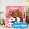 Custom Name Brown Bear Heart Love  Blanket bed sofa Blanket Flannel Blanket for Camping, Hiking, Picnic Essentials,gift for Fan family