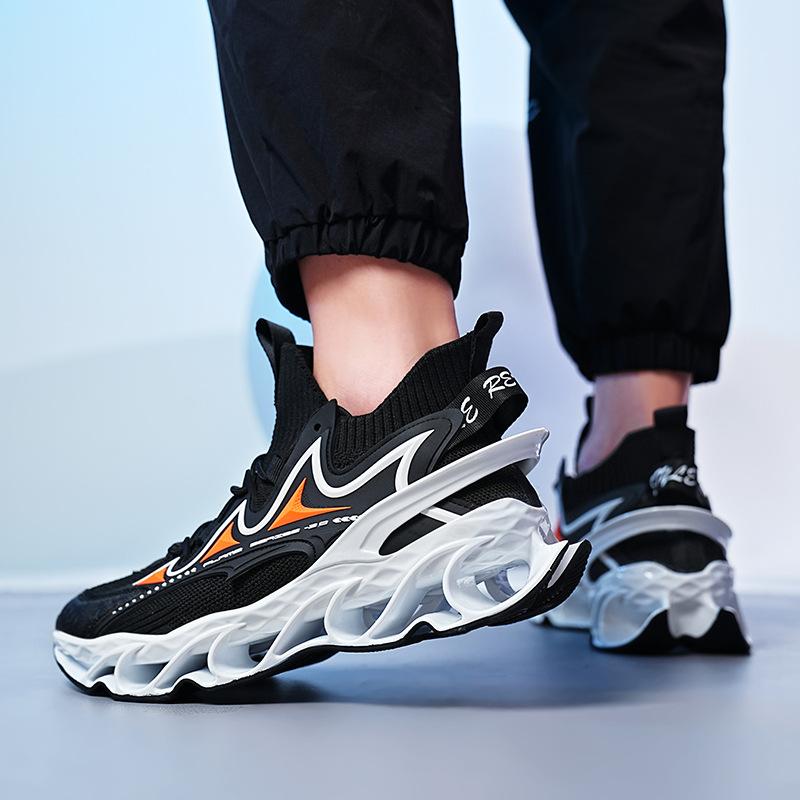 Sneakers Four Seasons Breathable Flying Weaving Casual Running Shoes Blade Edge Slow Shock Student Large Size Running Shoes