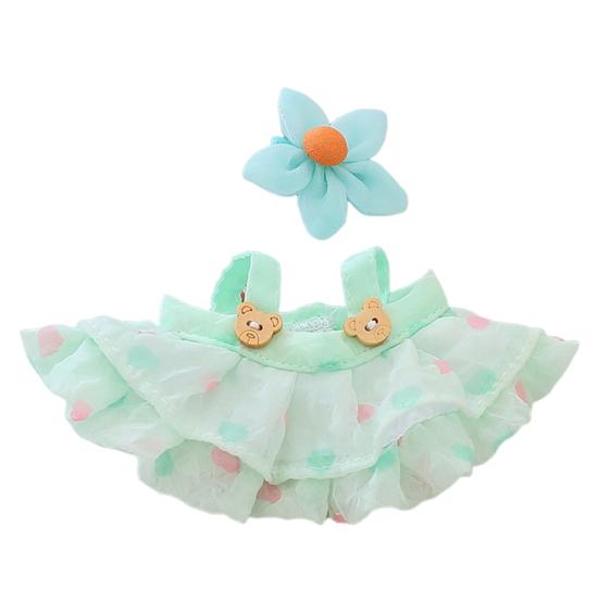 Doll Clothes for 17cm La Bubu 2-Piece Set Hair Clip Floral Dress Outfit Floral Hairpin Doll Accessory