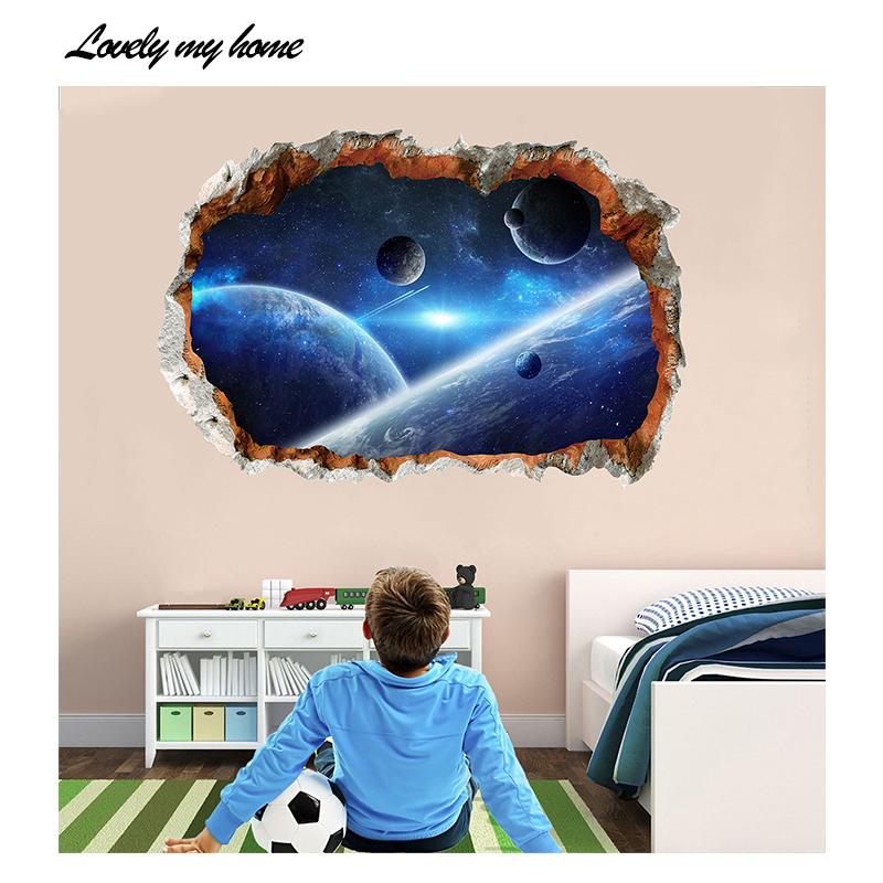 

Звездное небо, планета, наклейки на стену, гостиная, спальня, детская комната, 3D декоративная живопись, декоративные наклейки на стену для гостиной