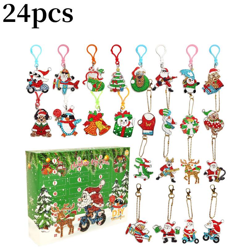 Colorful Acrylic Christmas Gift Blind Box Diy Diamond Painting Keychain Set 15 Pieces