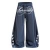 Unisex Retro College-Stil Buchstabendruck Weite Beine Jogginghose Lässige Lockere Passform Baumwollhose