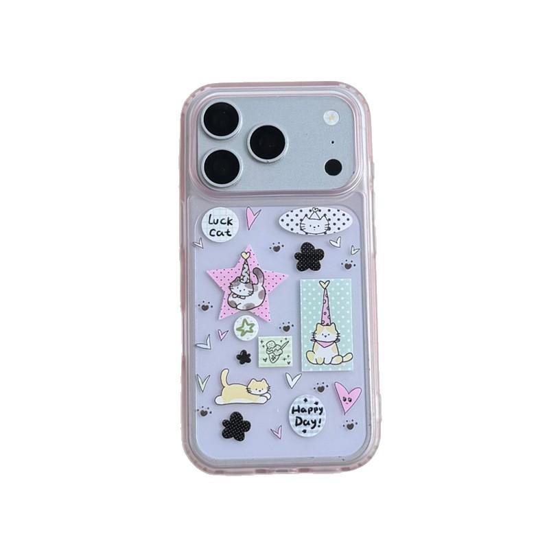 Through powder cute cat hand account sticker for iphone11Promax Apple 11 mobile phone case 11 women 11 double layer