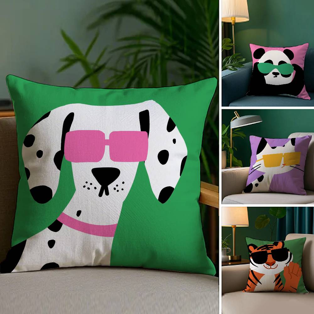 Cartoon Animal Cute Pillow Case Plush Fabric Soft Double Sided Print Home Sofa High Quality Cushion Cover Throw