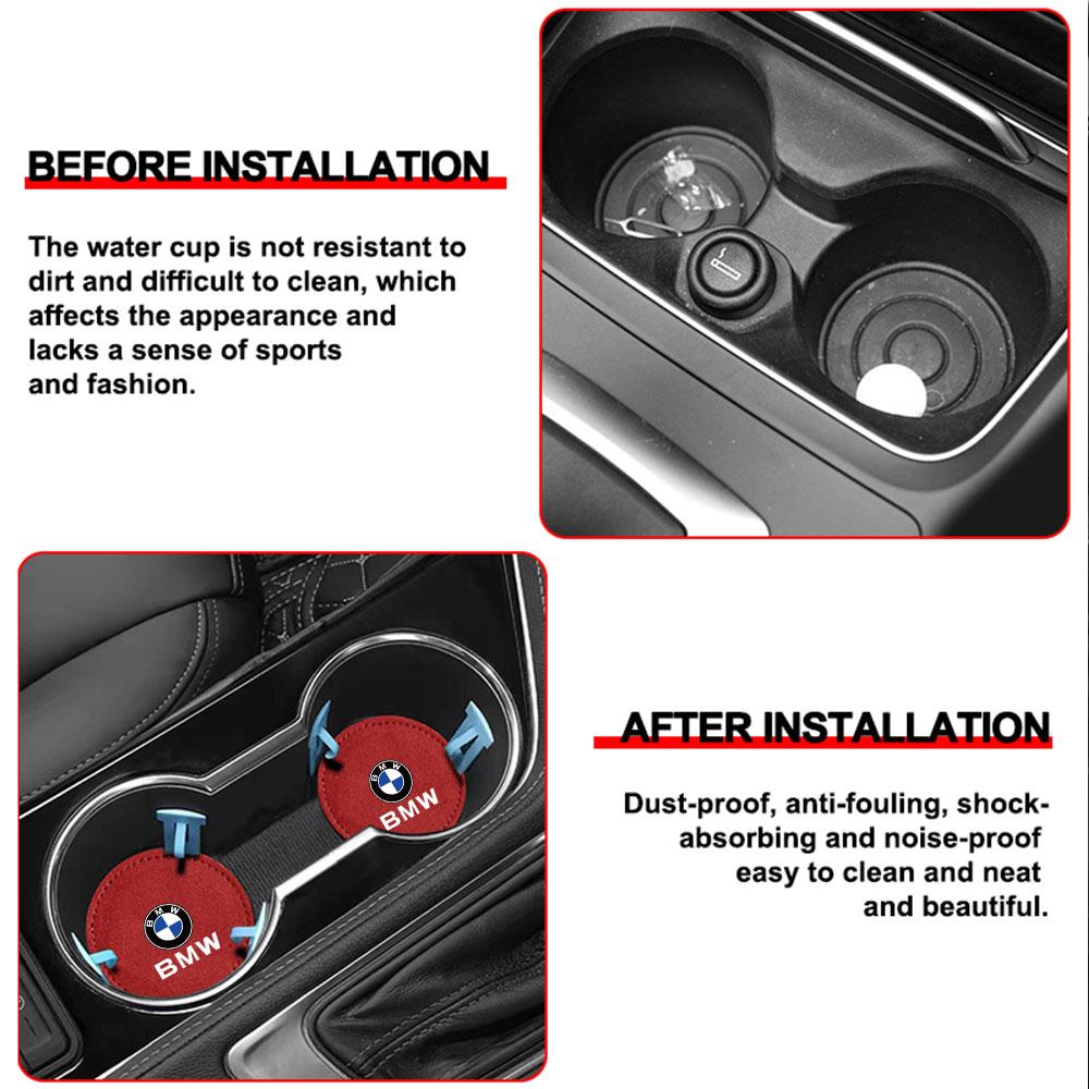 2 Peças/conjunto Porta-copos para Carro camurça Tapetes Antiderrapantes Acessórios Automotivos Para BMW M M1 M2 M3 M4 M5 M6 X5 E39 E46 E60 E90 F20 E60 F30 E36