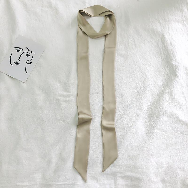 Women's Solid Silk Ribbon Scarf: Thin, Long, Narrow Neck Tie & Shirt Accessory